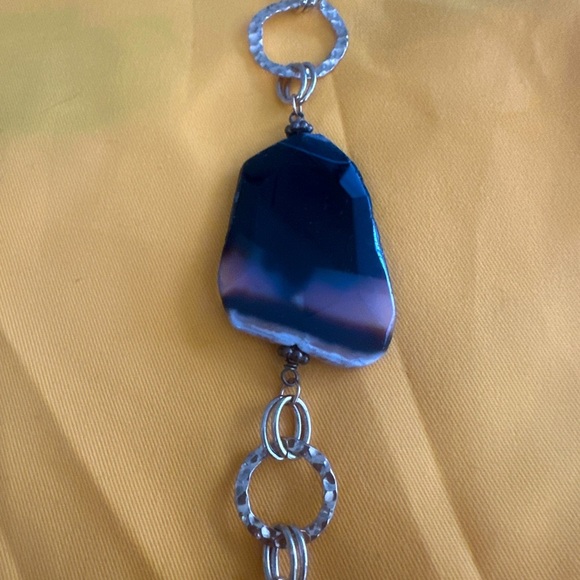 Vintage Agate Slices Goldtone Long Chain Necklace - Picture 7 of 8